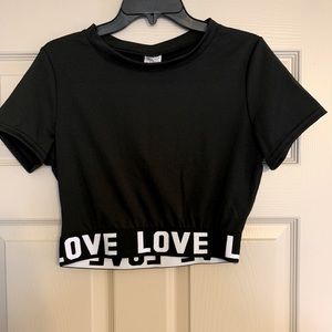 Black Crop Top with “Love Lettering” by Lida
